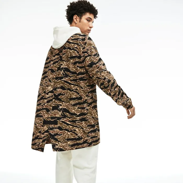 Jackets and Coats Lacoste Mens Unisex LIVE Camouflage Parka BlackWhite USA