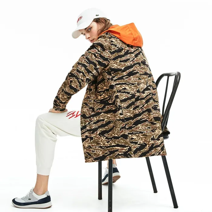 Jackets and Coats Lacoste Mens Unisex LIVE Camouflage Parka BlackWhite USA