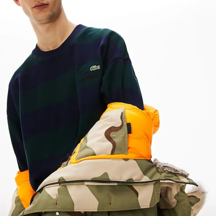 Jackets and Coats Lacoste Mens Unisex LIVE Faux Fur Hooded Parka BeigeWhite Shop Online