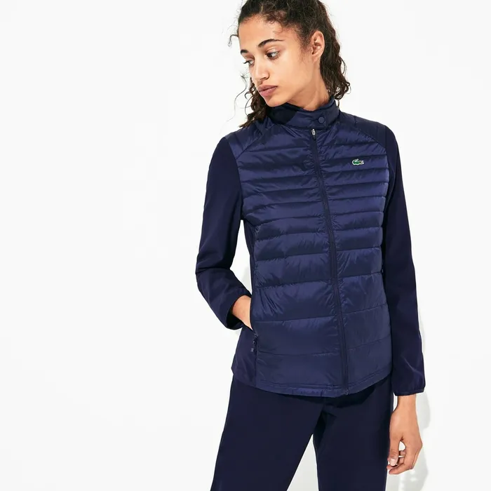 Jackets and Coats Lacoste Womens SPORT WaterResistant DownFilled Puffer Jacket Navy Blue For Sale Online