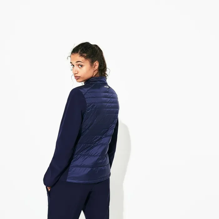 Jackets and Coats Lacoste Womens SPORT WaterResistant DownFilled Puffer Jacket Navy Blue For Sale Online