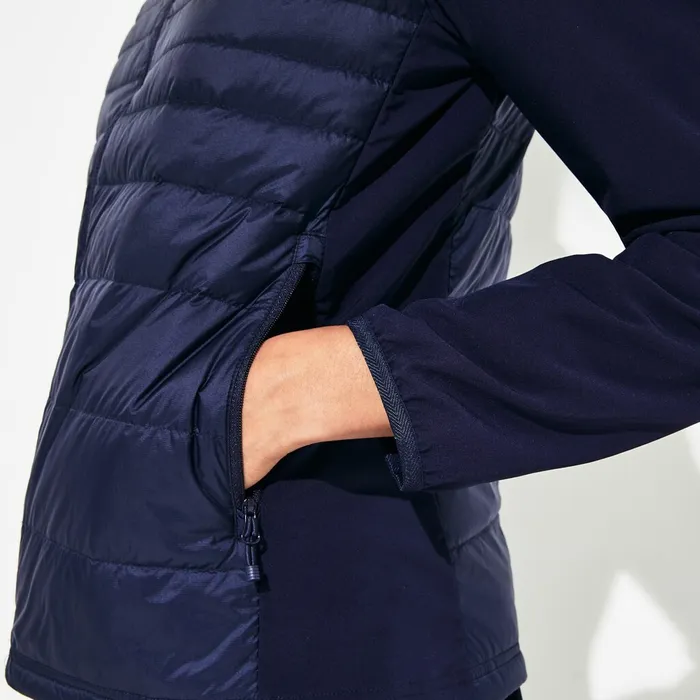 Jackets and Coats Lacoste Womens SPORT WaterResistant DownFilled Puffer Jacket Navy Blue For Sale Online