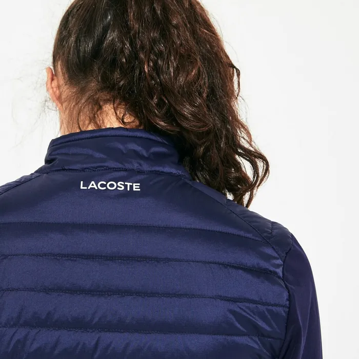 Jackets and Coats Lacoste Womens SPORT WaterResistant DownFilled Puffer Jacket Navy Blue For Sale Online