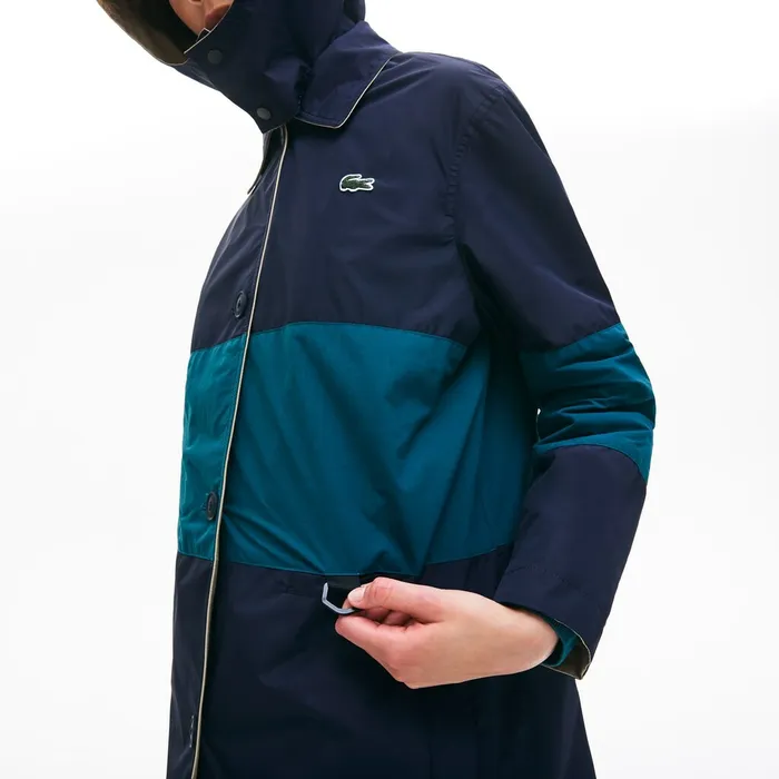 Jackets and Coats Lacoste Womens Unisex LIVE Reversible Peacoat BeigeNavy BlueGreen Outlet