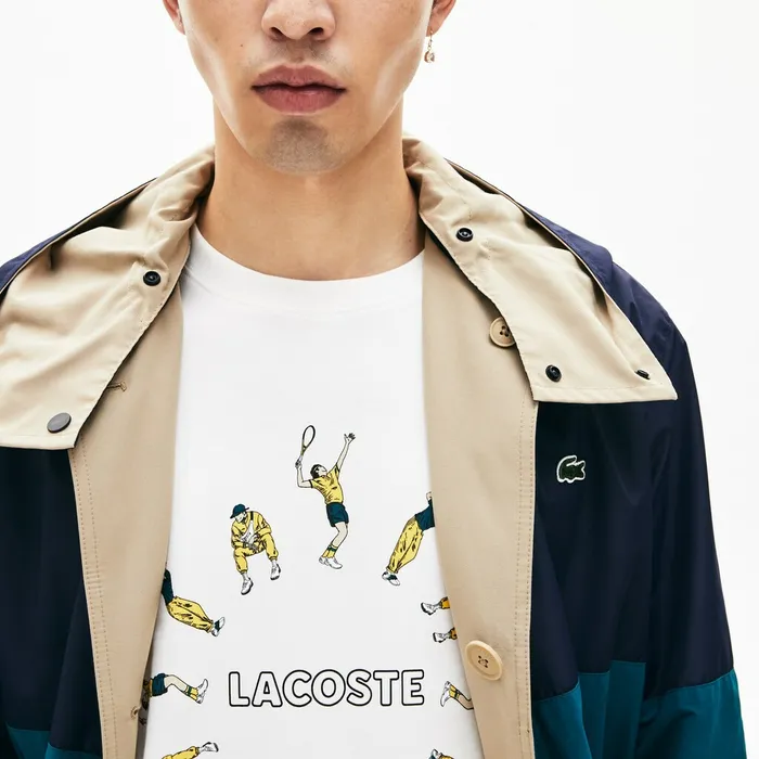 Jackets and Coats Lacoste Womens Unisex LIVE Reversible Peacoat BeigeNavy BlueGreen Outlet
