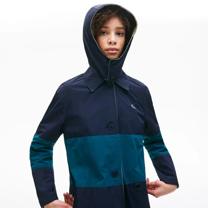 Jackets and Coats Lacoste Womens Unisex LIVE Reversible Peacoat BeigeNavy BlueGreen Outlet