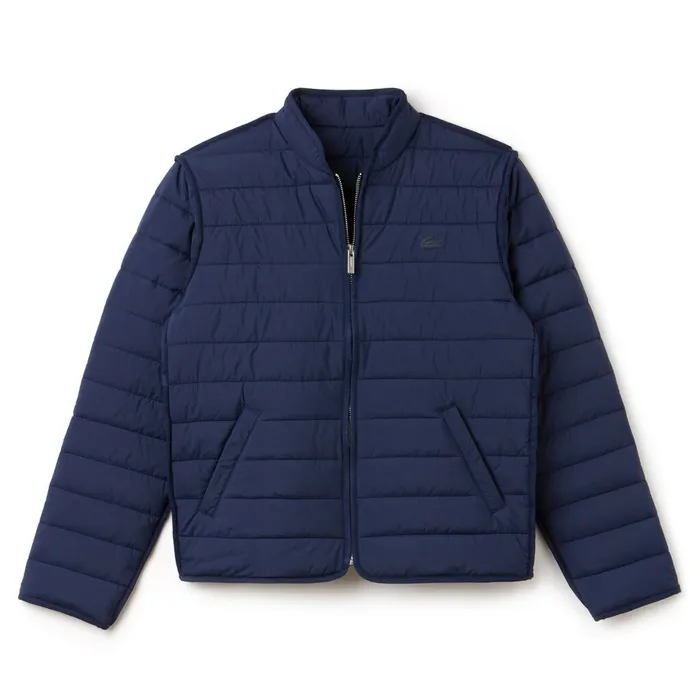 Jackets and Coats Lacoste Womens Zippered Quilted Soft Taffeta Jacket Navy Blue Near Me