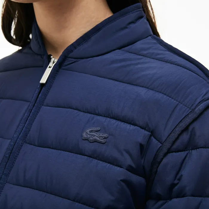 Jackets and Coats Lacoste Womens Zippered Quilted Soft Taffeta Jacket Navy Blue Near Me