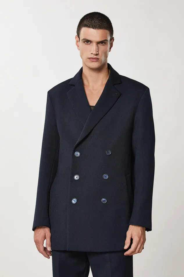 Jackets Men Patrizia Pepe DoubleBreasted Padded Coat Royal Navy