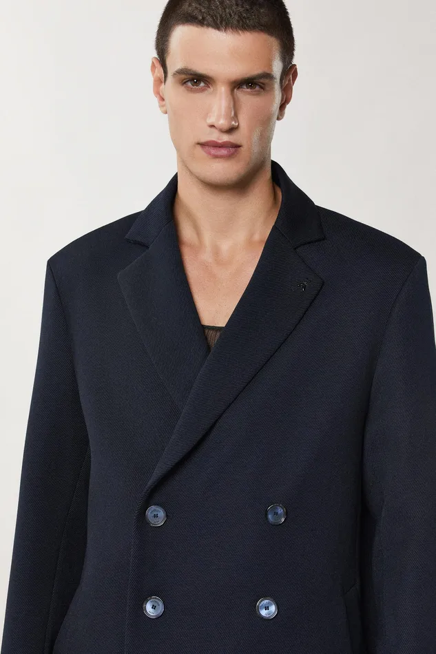 Jackets Men Patrizia Pepe DoubleBreasted Padded Coat Royal Navy