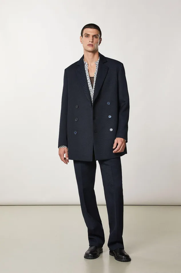 Jackets Men Patrizia Pepe DoubleBreasted Padded Coat Royal Navy