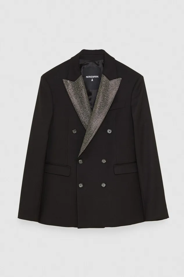 Jackets Men Patrizia Pepe Flannel And Rhinestone Jacket Nero