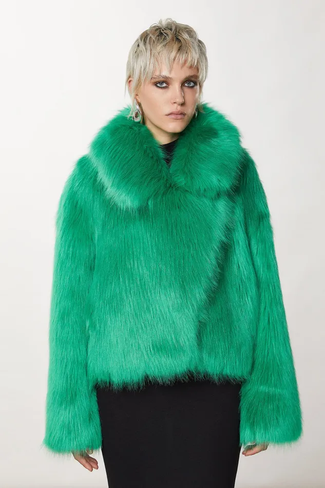 Jackets Women Patrizia Pepe Fluffy Over Jacket Vibrant Green