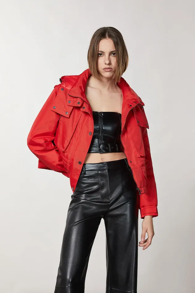 Jackets Women Patrizia Pepe Technical Nylon Jacket Racing Red