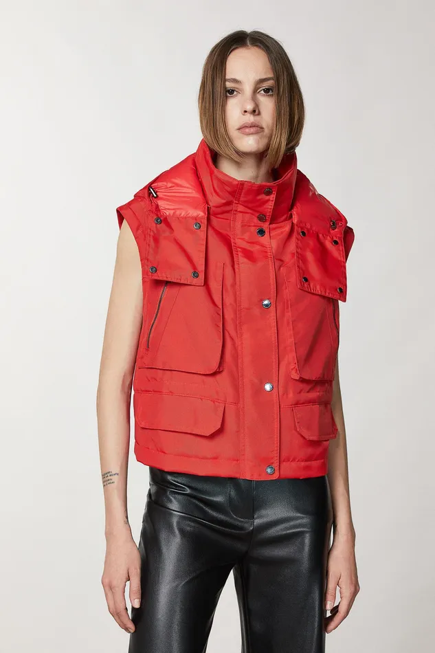 Jackets Women Patrizia Pepe Technical Nylon Jacket Racing Red