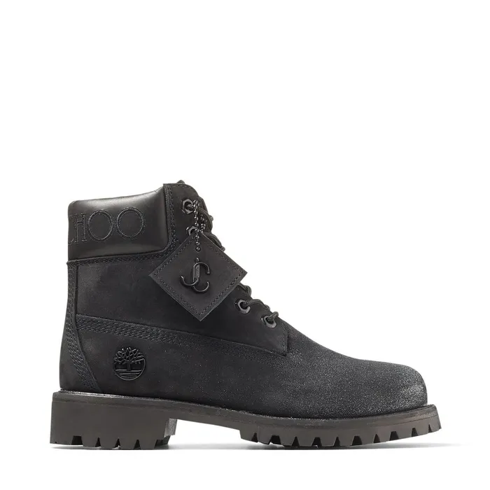 Jc X TimberlandF Black Nubuck Leather Boots With Gunmetal Glitter Blackgunmetal Women JIMMY CHOO Boots Jc X TimberlandF Black Nubuck Leather Boots With Gunmetal Glitter Blackgunmetal Women JIMMY CHOO Boots