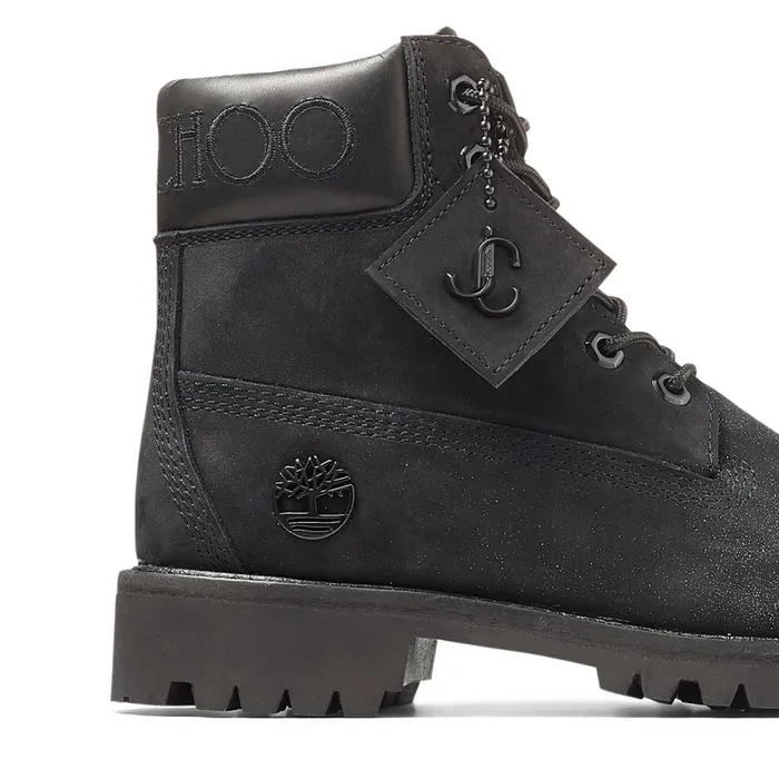Jc X TimberlandF Black Nubuck Leather Boots With Gunmetal Glitter Blackgunmetal Women JIMMY CHOO Boots
