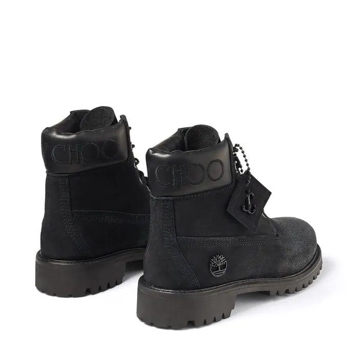 Jc X TimberlandF Black Nubuck Leather Boots With Gunmetal Glitter Blackgunmetal Women JIMMY CHOO Boots