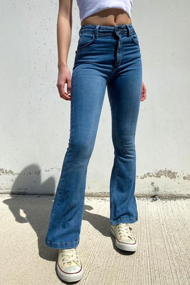 Jeans Flare Low Waist Women Subdued Denim