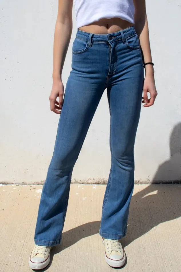 Jeans Flare Low Waist Women Subdued Denim