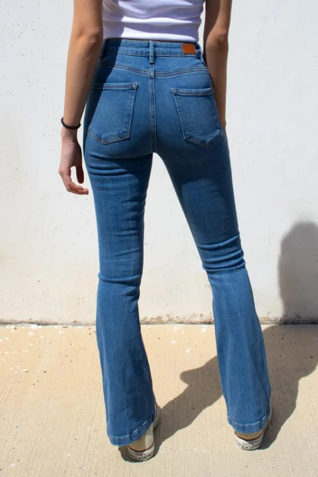 Jeans Flare Low Waist Women Subdued Denim