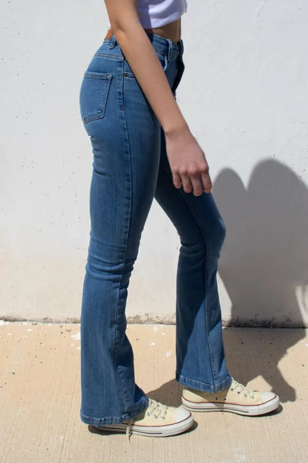 Jeans Flare Low Waist Women Subdued Denim