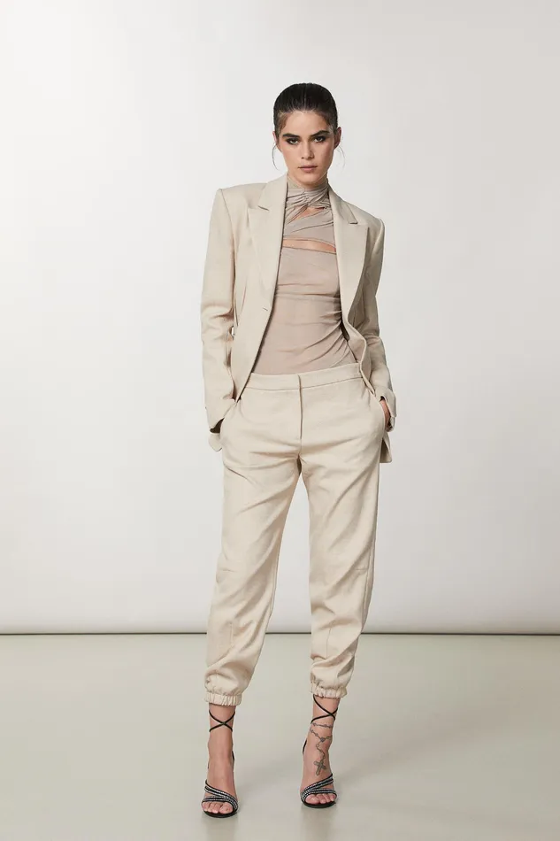 Joggers Women Patrizia Pepe Canvas Jogger Pants Craft Beige Melange