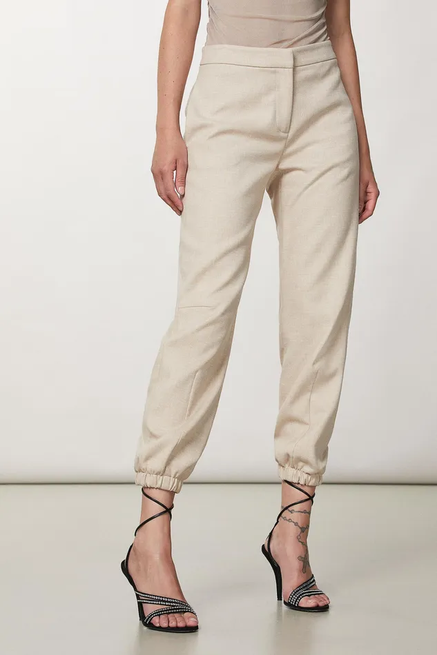 Joggers Women Patrizia Pepe Canvas Jogger Pants Craft Beige Melange