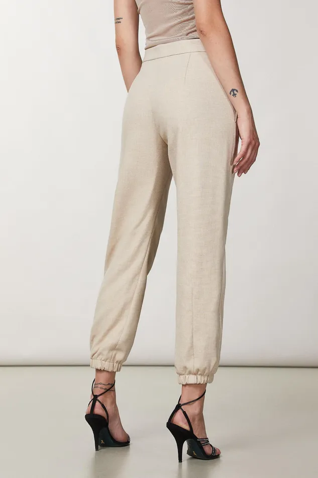 Joggers Women Patrizia Pepe Canvas Jogger Pants Craft Beige Melange