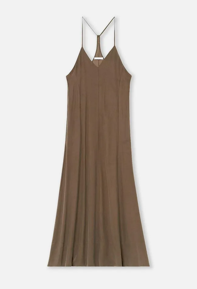 John Elliott Dresses Silk Racerback Midi Dress Chocolate 8211 Women John Elliott Dresses Silk Racerback Midi Dress Chocolate 8211 Women