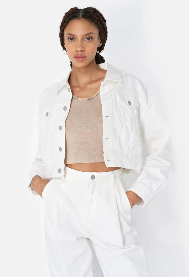 John Elliott Jackets Hickory Cropped Denim Jacket White 8211 Women