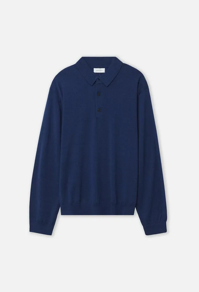 John Elliott Knitwear Cashmere Wool Blend Polo Navy 8211 Men