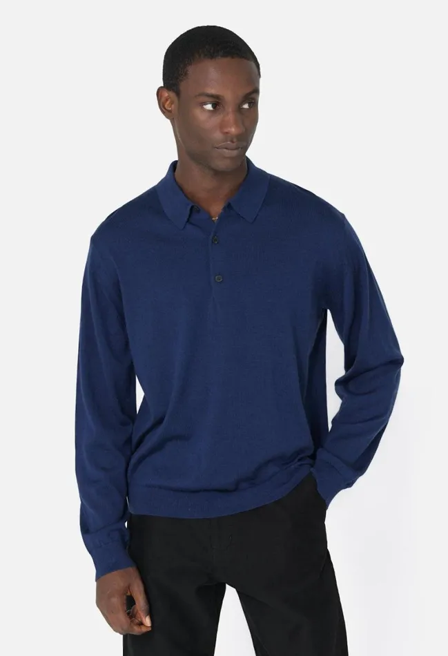 John Elliott Knitwear Cashmere Wool Blend Polo Navy 8211 Men John Elliott Knitwear Cashmere Wool Blend Polo Navy 8211 Men