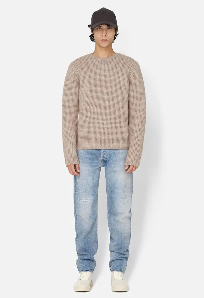 John Elliott Knitwear Wool Waffle Knit Crew Wheat 8211 Men