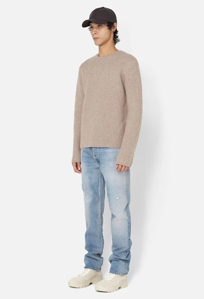 John Elliott Knitwear Wool Waffle Knit Crew Wheat 8211 Men