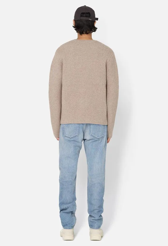 John Elliott Knitwear Wool Waffle Knit Crew Wheat 8211 Men
