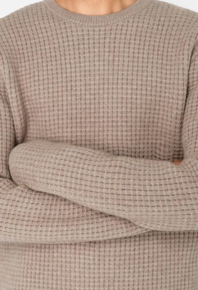 John Elliott Knitwear Wool Waffle Knit Crew Wheat 8211 Men