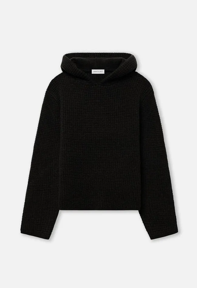 John Elliott Knitwear Wool Waffle Knit Poncho Black 8211 Men