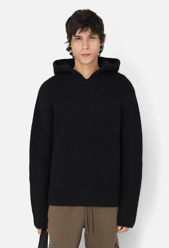 John Elliott Knitwear Wool Waffle Knit Poncho Black 8211 Men John Elliott Knitwear Wool Waffle Knit Poncho Black 8211 Men