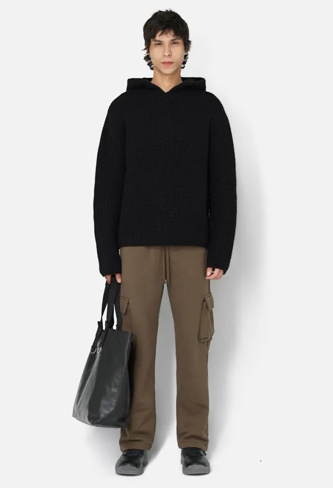 John Elliott Knitwear Wool Waffle Knit Poncho Black 8211 Men John Elliott Knitwear Wool Waffle Knit Poncho Black 8211 Men