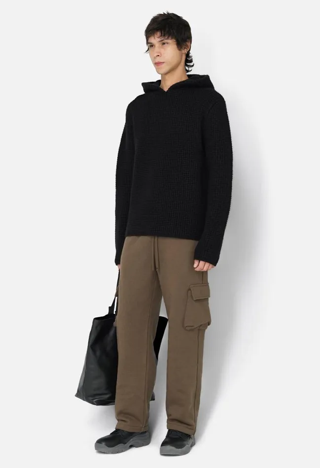 John Elliott Knitwear Wool Waffle Knit Poncho Black 8211 Men John Elliott Knitwear Wool Waffle Knit Poncho Black 8211 Men
