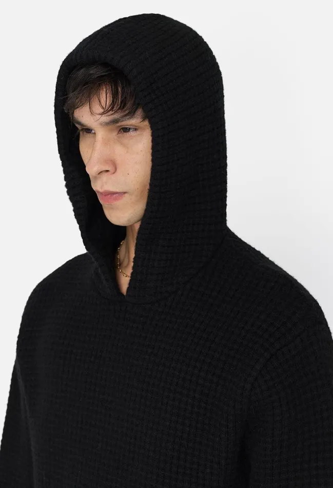 John Elliott Knitwear Wool Waffle Knit Poncho Black 8211 Men John Elliott Knitwear Wool Waffle Knit Poncho Black 8211 Men
