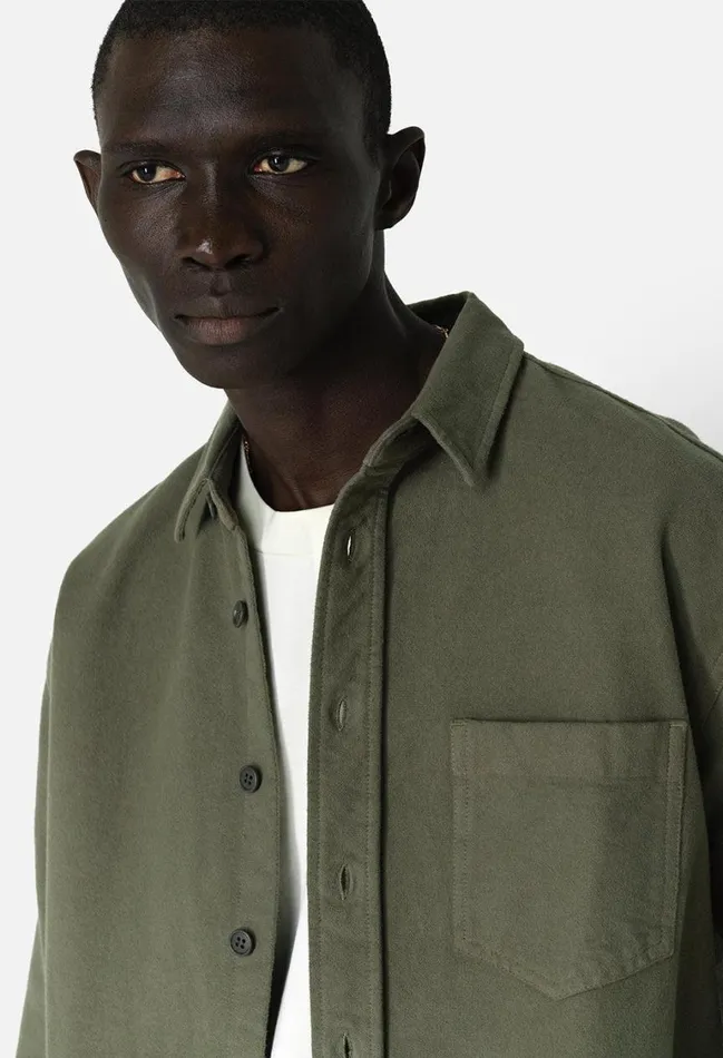 John Elliott Shirts Solid Hemi Oversized Shirt Olive 8211 Men