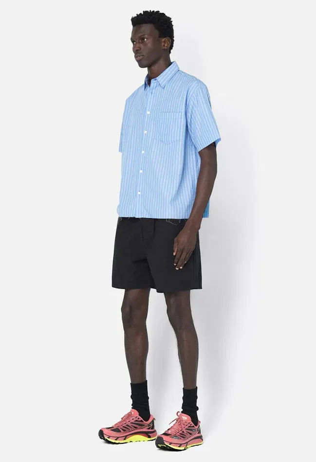 John Elliott Shirts Stripe Poplin Ss Hemi Blue X Black 8211 Men John Elliott Shirts Stripe Poplin Ss Hemi Blue X Black 8211 Men