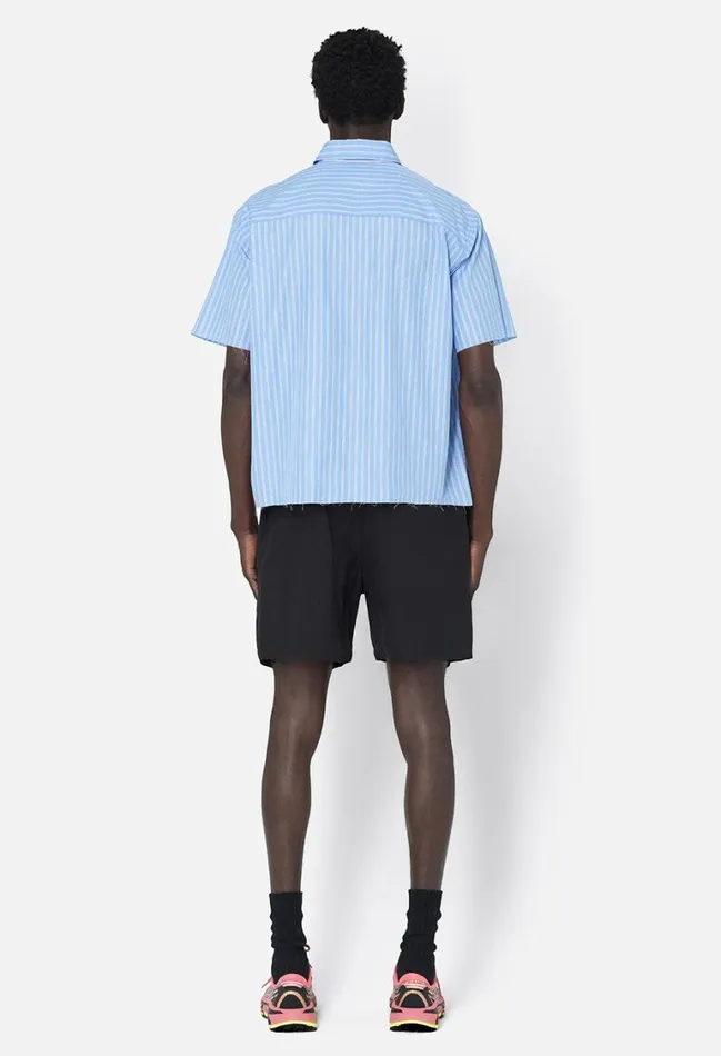 John Elliott Shirts Stripe Poplin Ss Hemi Blue X Black 8211 Men John Elliott Shirts Stripe Poplin Ss Hemi Blue X Black 8211 Men