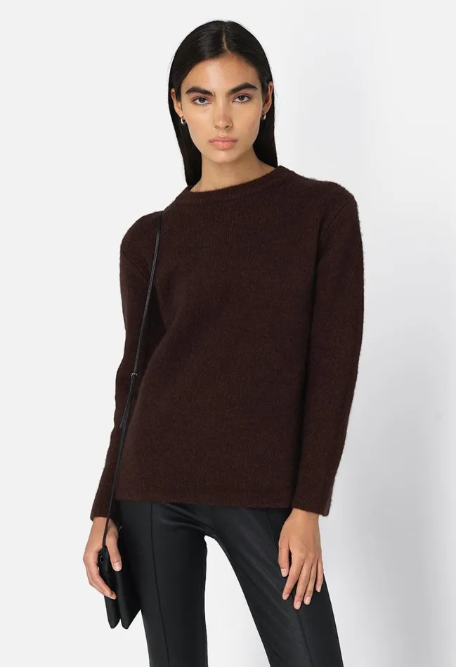John Elliott Sweaters Foggy Wool Crew Sweater Americano 8211 Women