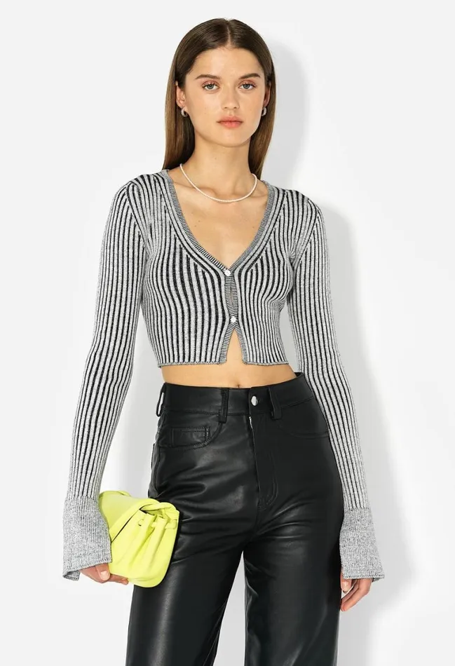 John Elliott Sweaters Piper Silk Rib Cropped Cardigan Charcoal 8211 Women John Elliott Sweaters Piper Silk Rib Cropped Cardigan Charcoal 8211 Women