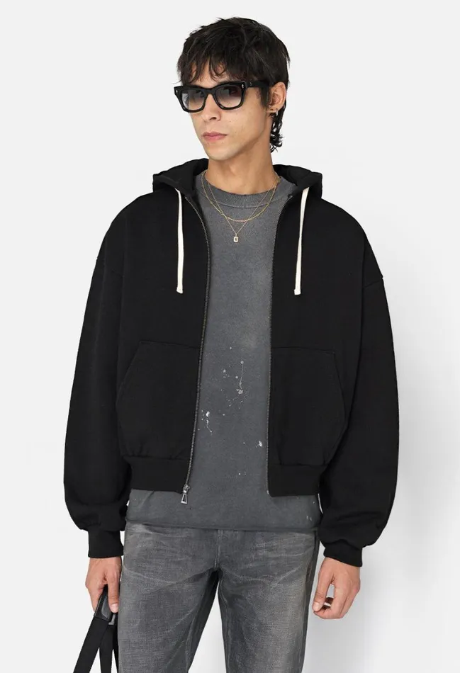John Elliott Sweatshirts Studio Fleece Bogota Full Zip Black 8211 Men