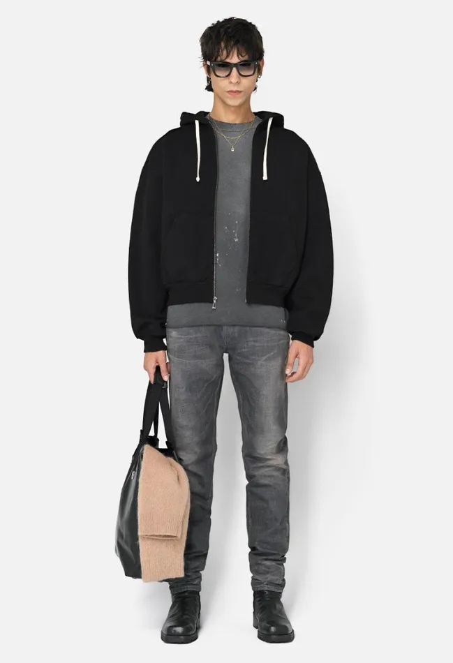 John Elliott Sweatshirts Studio Fleece Bogota Full Zip Black 8211 Men