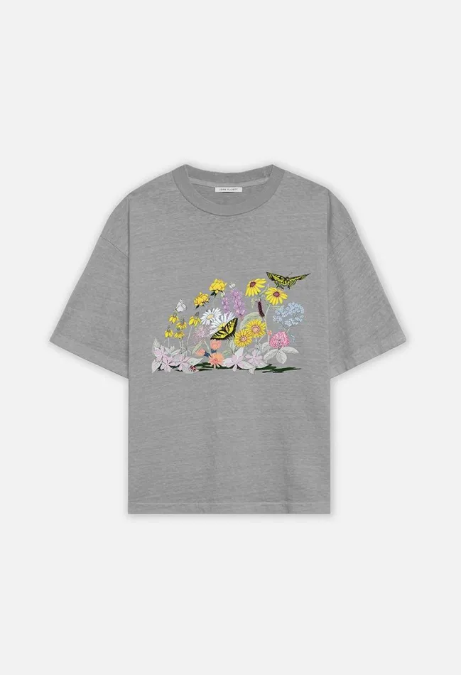 John Elliott Tees Garden Riviera Cropped Tee Washed Alloy 8211 Men